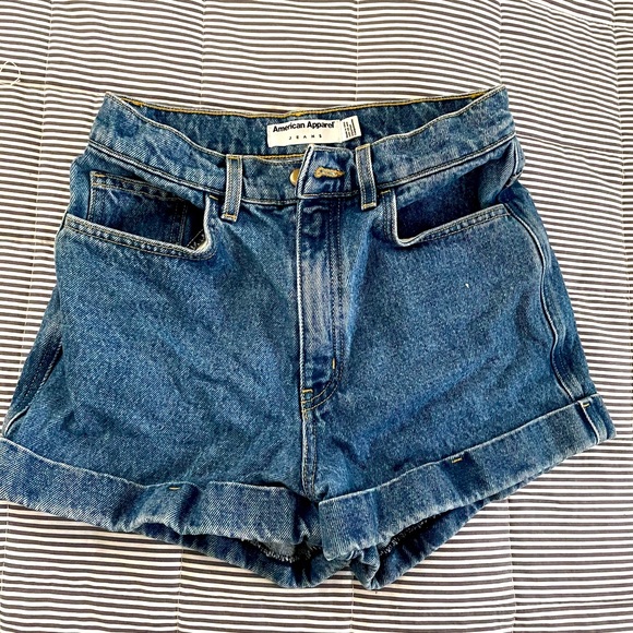 American Apparel High Waisted Denim Cutoff Shorts - Picture 1 of 3